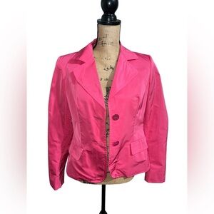 Max Mara Pink Cropped Silk Blend Jacket‎ Made In Italy Size 10